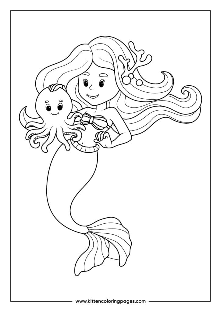 Mermaid coloring pages 7