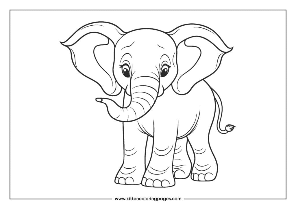 easy elephant coloring pages for kids 1