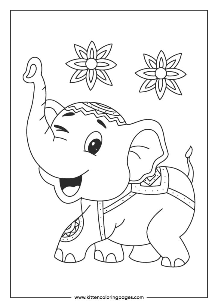 easy elephant coloring pages for kids 12