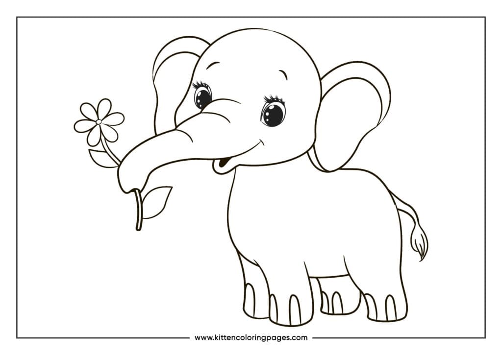 easy elephant coloring pages for kids 15