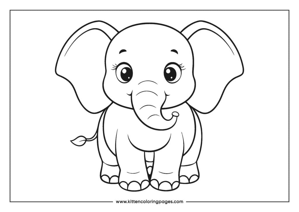 easy elephant coloring pages for kids 16