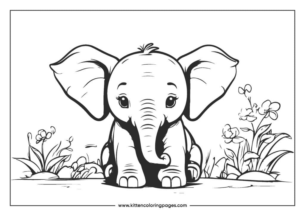 easy elephant coloring pages for kids 18