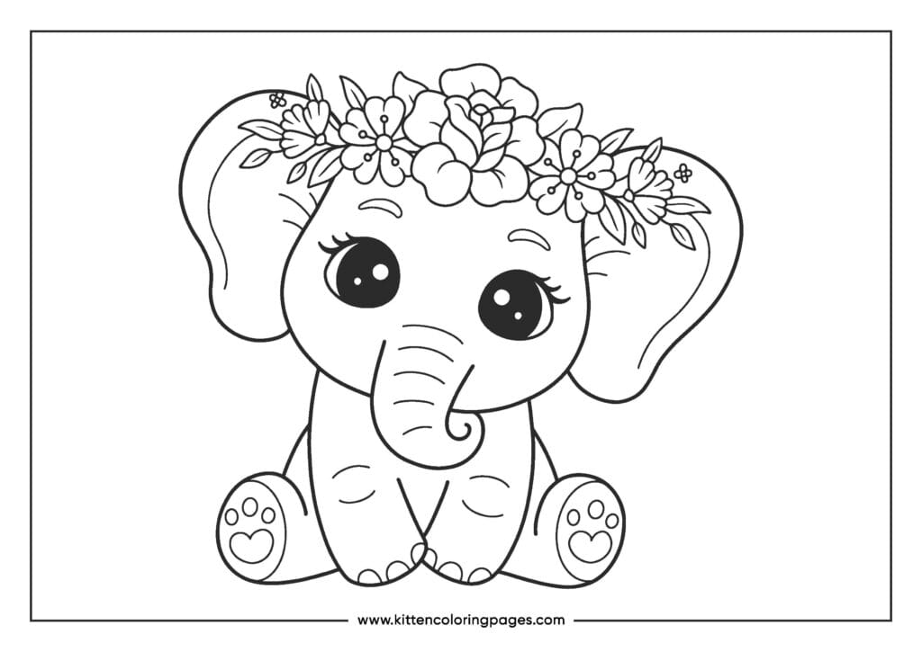 easy elephant coloring pages for kids 19