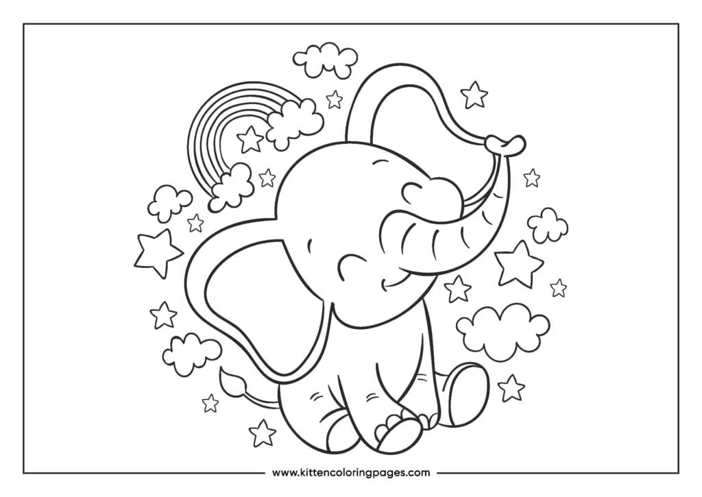 easy elephant coloring pages for kids 30