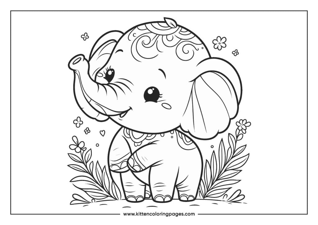 easy elephant coloring pages for kids 33