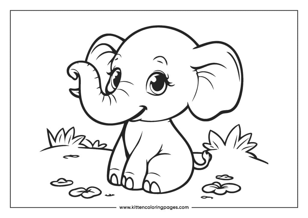 easy elephant coloring pages for kids 35