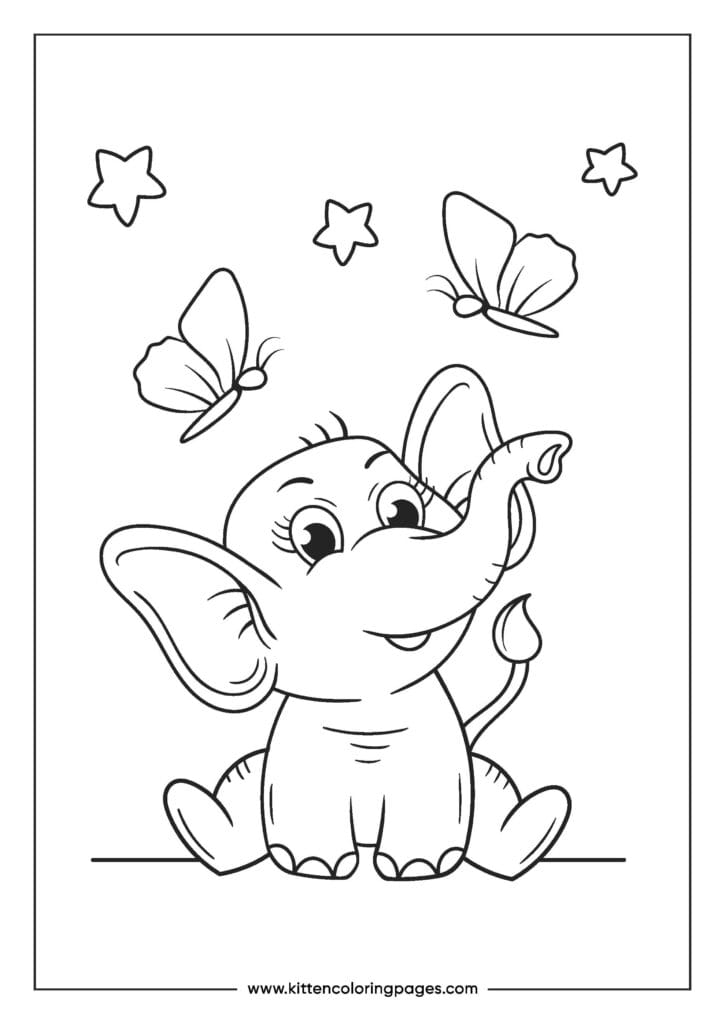 easy elephant coloring pages for kids 4