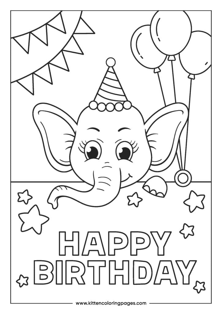 easy elephant coloring pages for kids 7