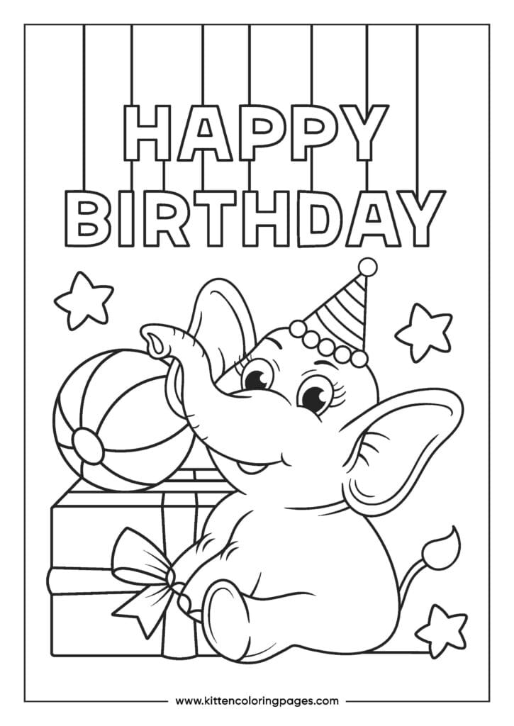 easy elephant coloring pages for kids 8