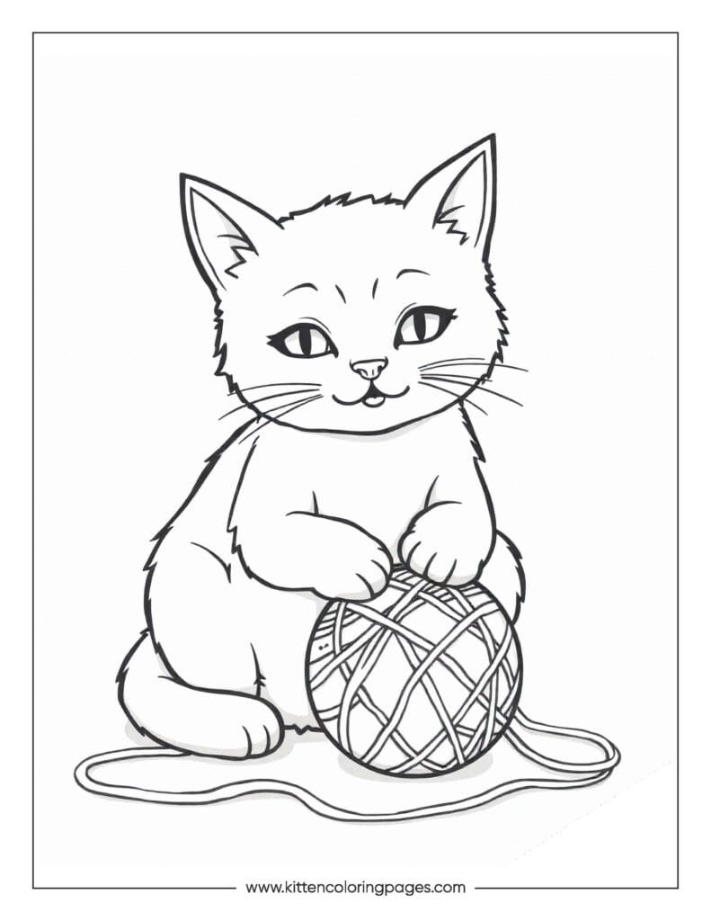 Cat playing with yarn coloring page 11 Cat Playing With Yarn Coloring Page PDF Download Free