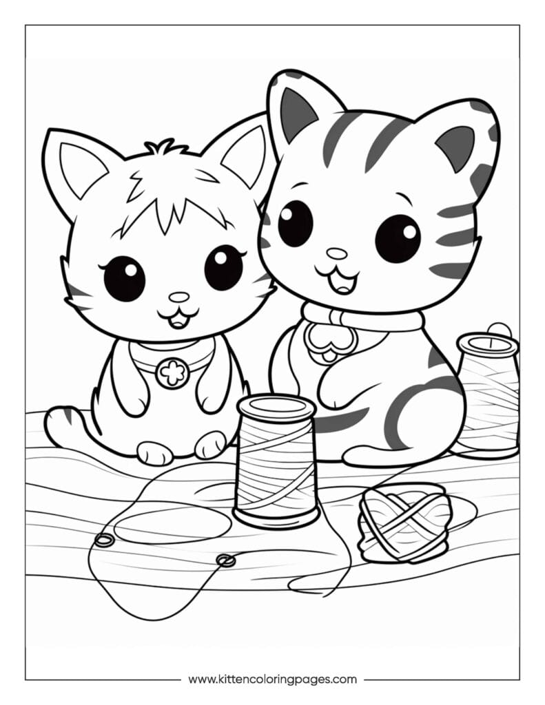 Cat playing with yarn coloring page 12 Cat Playing With Yarn Coloring Page PDF Download Free