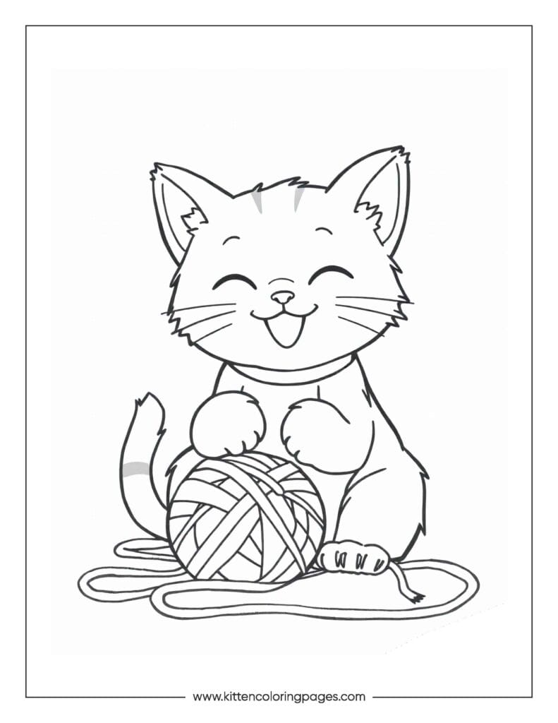 Cat playing with yarn coloring page 15 Cat Playing With Yarn Coloring Page PDF Download Free
