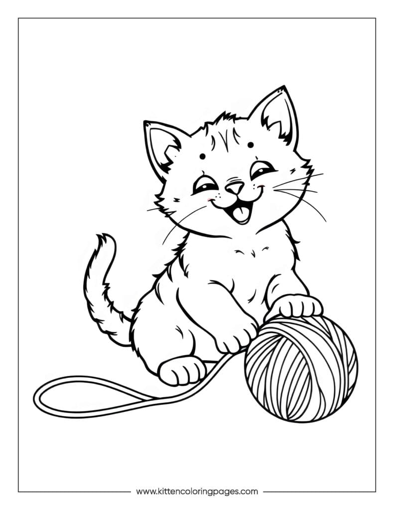 Cat playing with yarn coloring page 17 Cat Playing With Yarn Coloring Page PDF Download Free