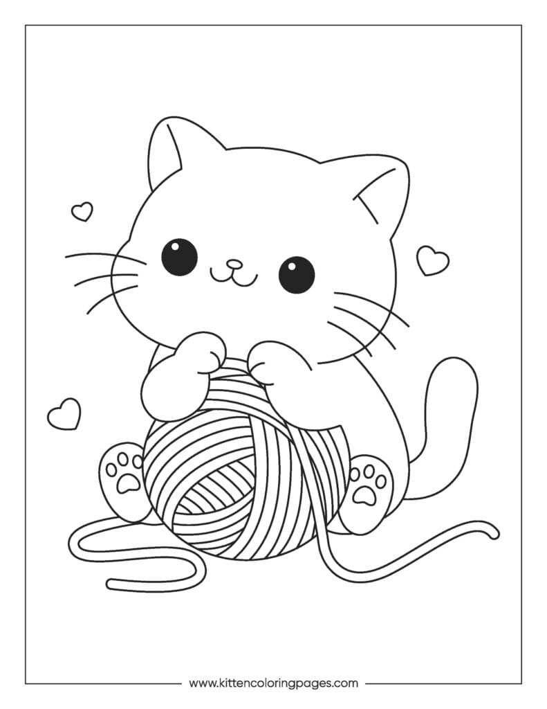 Cat playing with yarn coloring page 19 Cat Playing With Yarn Coloring Page PDF Download Free