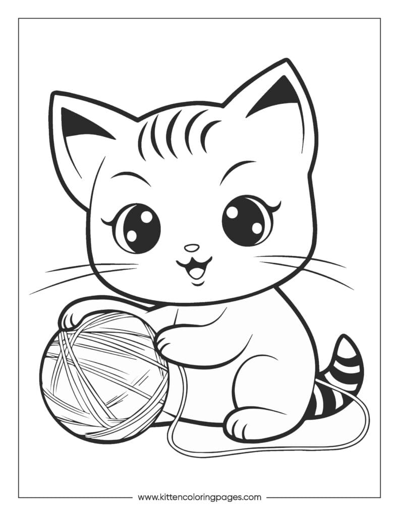 Cat playing with yarn coloring page 21 Cat Playing With Yarn Coloring Page PDF Download Free