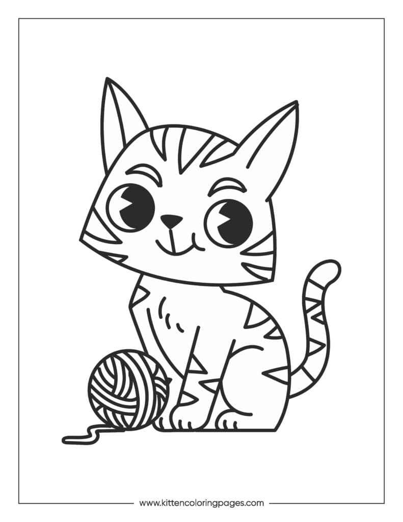 Cat playing with yarn coloring page 22 Cat Playing With Yarn Coloring Page PDF Download Free