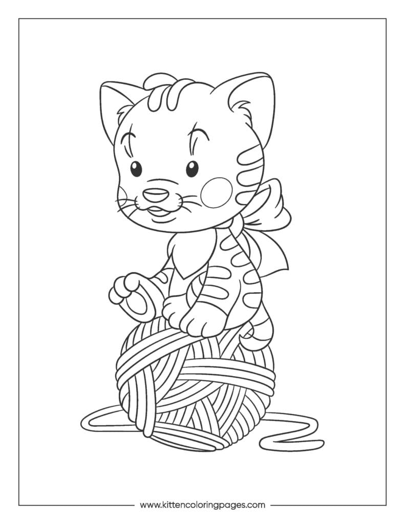 Cat playing with yarn coloring page 23 Cat Playing With Yarn Coloring Page PDF Download Free