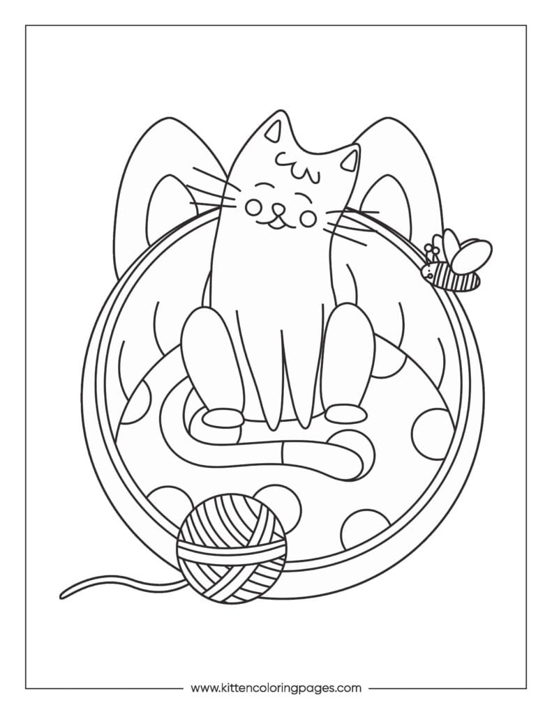 Cat playing with yarn coloring page 24 Cat Playing With Yarn Coloring Page PDF Download Free