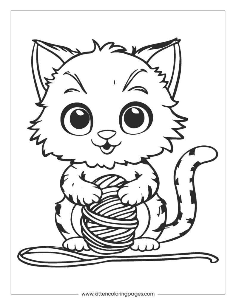 Cat playing with yarn coloring page 26 Cat Playing With Yarn Coloring Page PDF Download Free