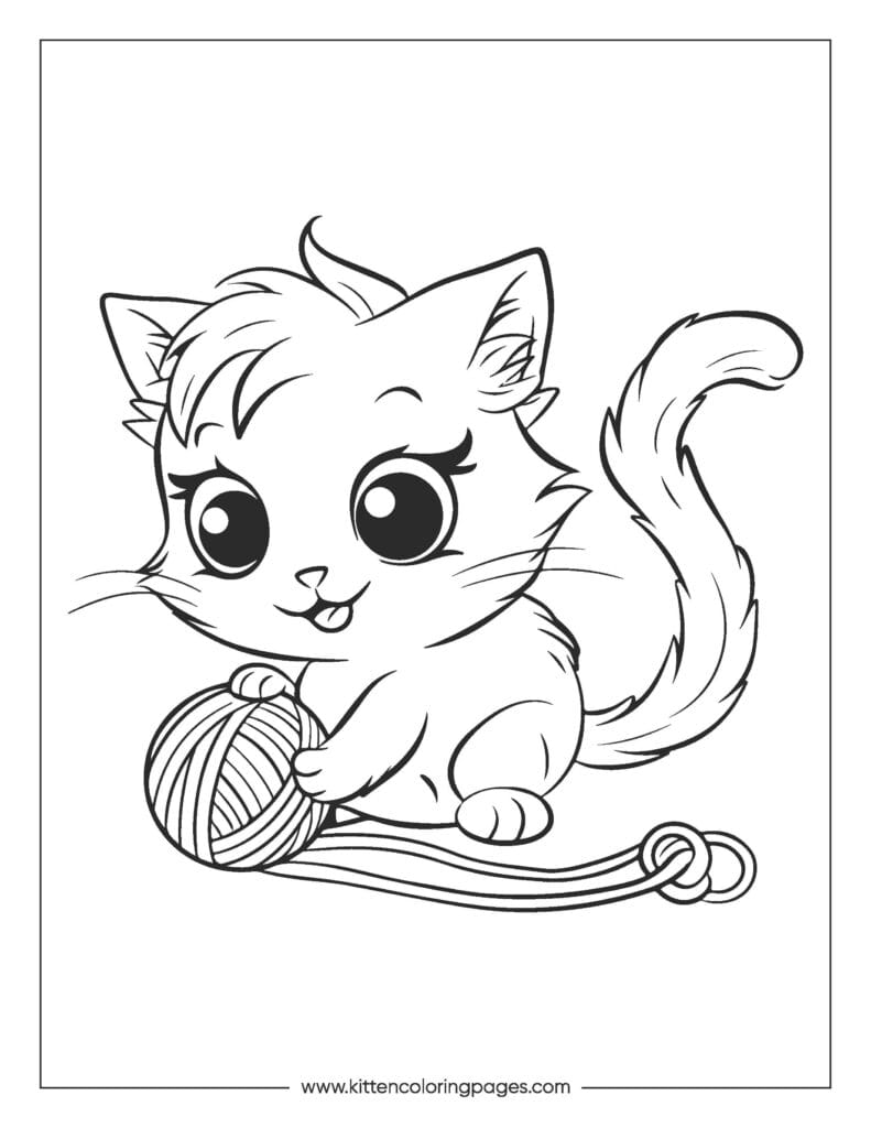 Cat playing with yarn coloring page 28 Cat Playing With Yarn Coloring Page PDF Download Free