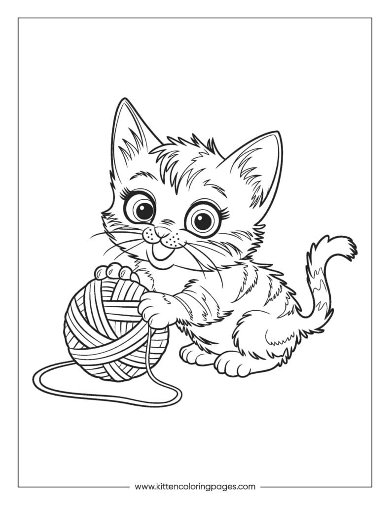 Cat playing with yarn coloring page 29 Cat Playing With Yarn Coloring Page PDF Download Free