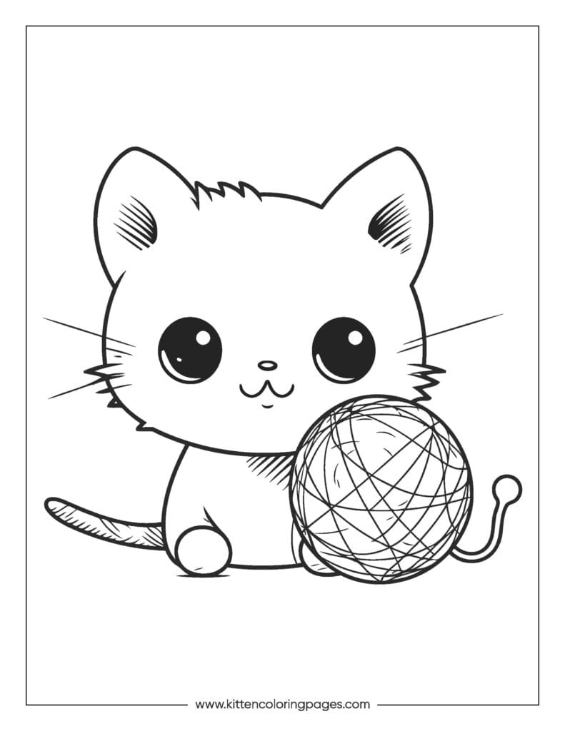 Cat playing with yarn coloring page 30 Cat Playing With Yarn Coloring Page PDF Download Free