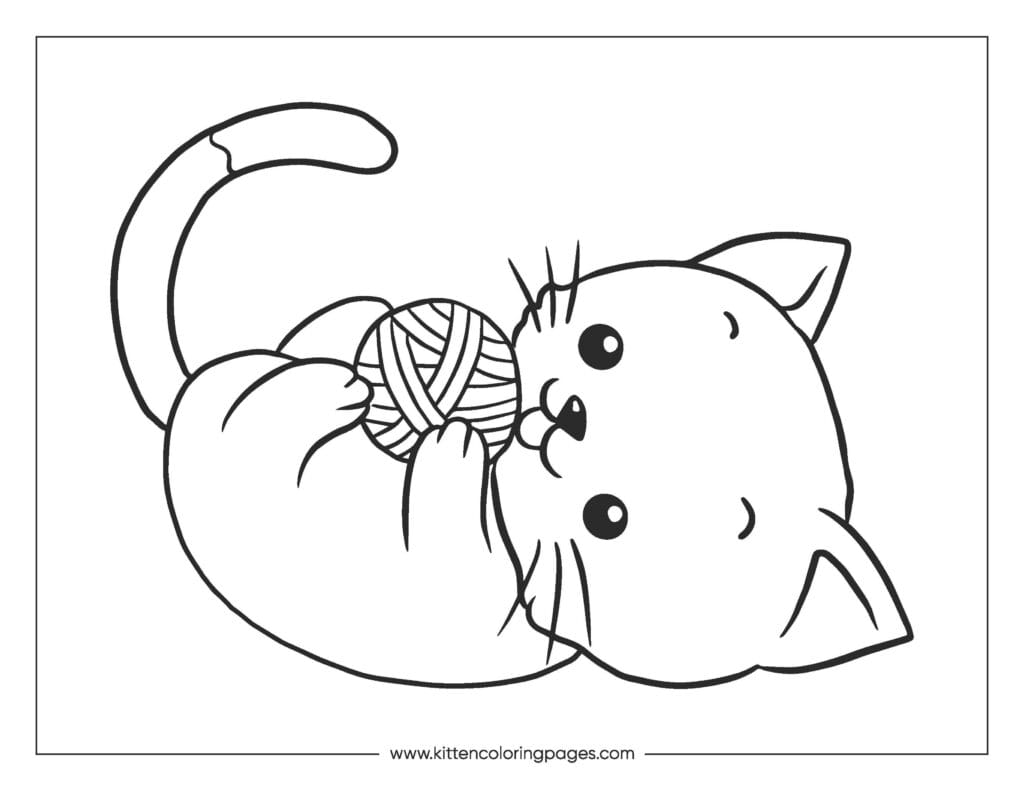 Cat playing with yarn coloring page 31 Cat Playing With Yarn Coloring Page PDF Download Free