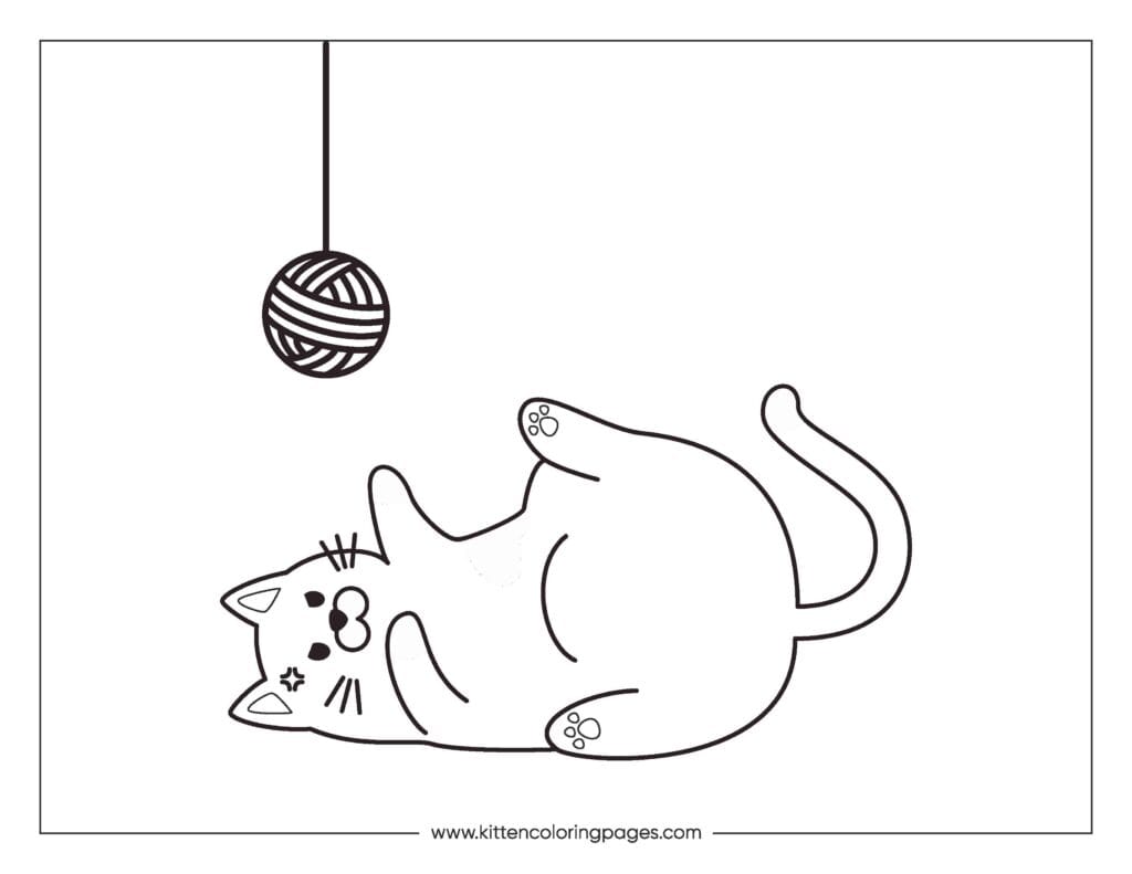 Cat playing with yarn coloring page 33 Cat Playing With Yarn Coloring Page PDF Download Free