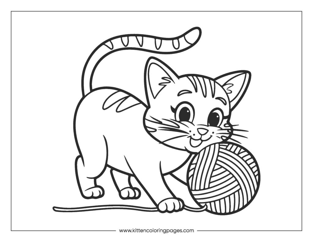Cat playing with yarn coloring page 34 Cat Playing With Yarn Coloring Page PDF Download Free