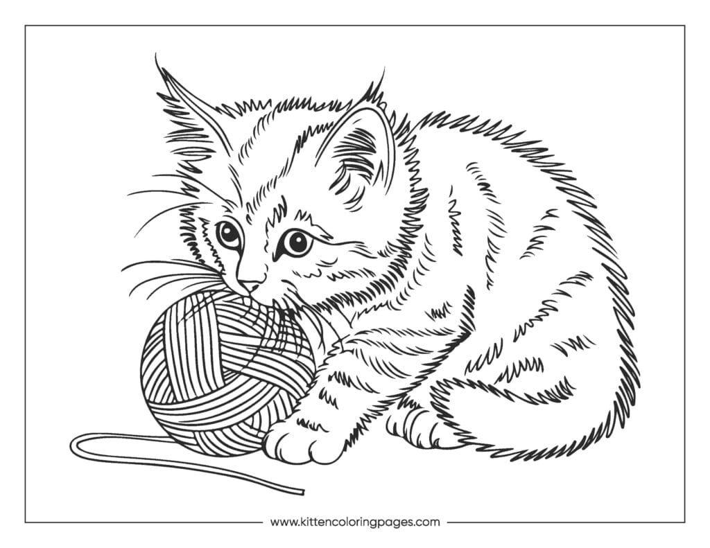 Cat playing with yarn coloring page 35 Cat Playing With Yarn Coloring Page PDF Download Free