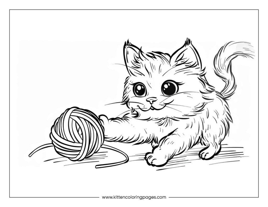 Cat playing with yarn coloring page 36 Cat Playing With Yarn Coloring Page PDF Download Free