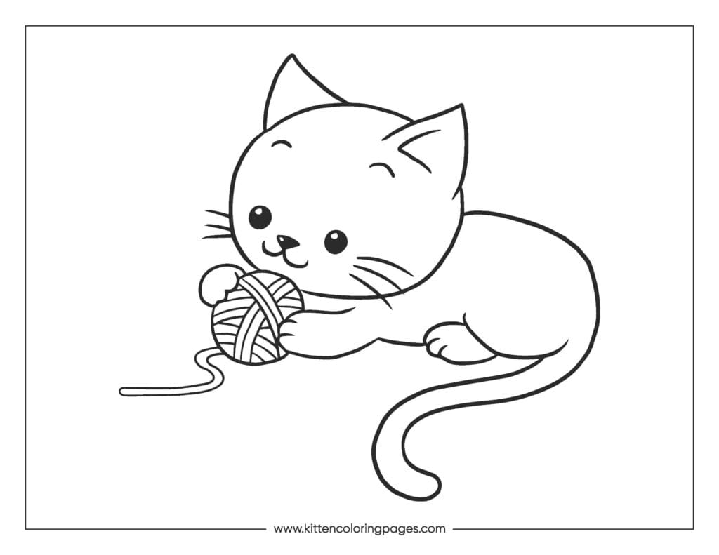 Cat playing with yarn coloring page 37 Cat Playing With Yarn Coloring Page PDF Download Free