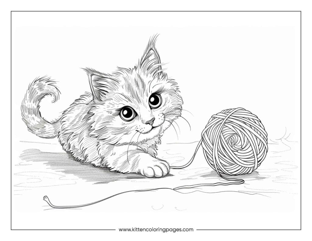 Cat playing with yarn coloring page 38 Cat Playing With Yarn Coloring Page PDF Download Free
