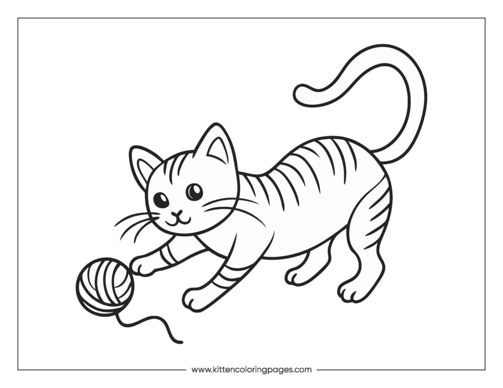 Cat playing with yarn coloring page 39 Cat Playing With Yarn Coloring Page PDF Download Free