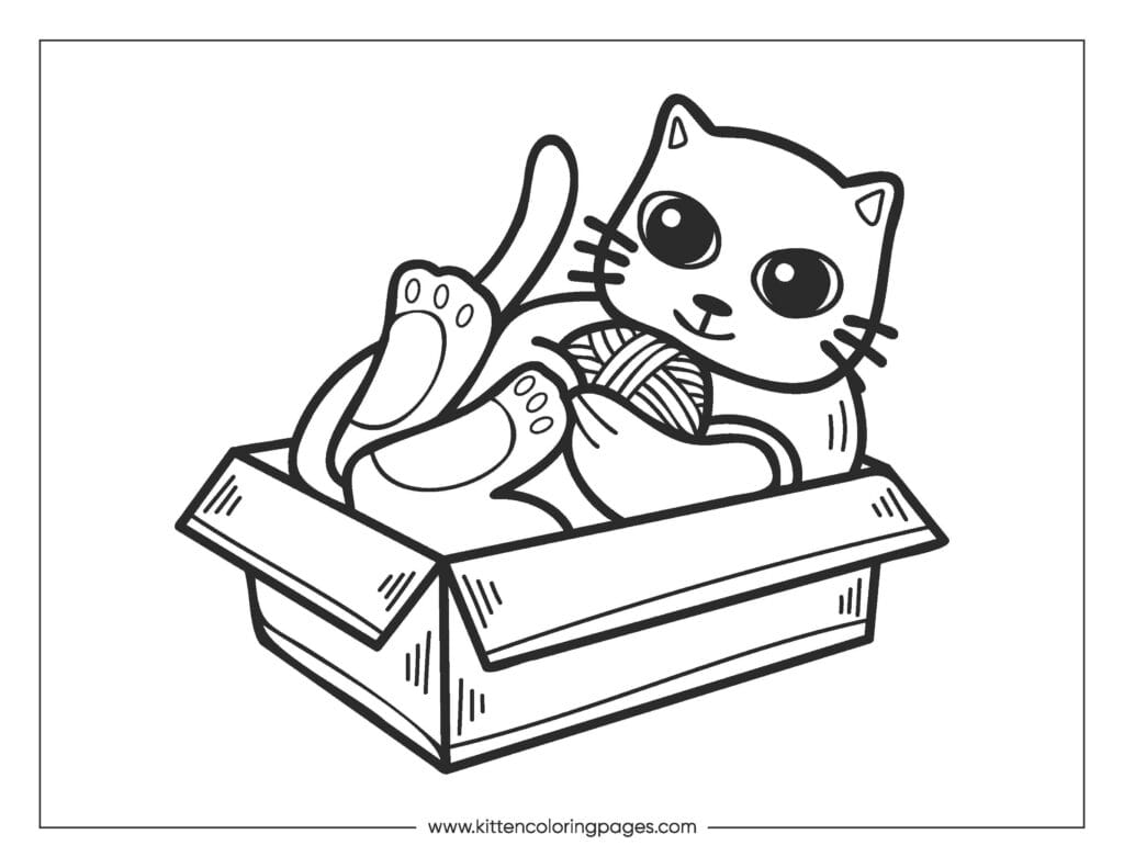 Cat playing with yarn coloring page 41 Cat Playing With Yarn Coloring Page PDF Download Free