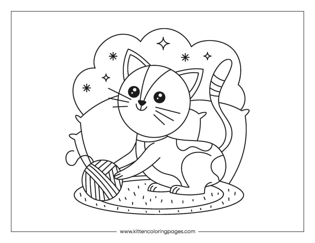 Cat playing with yarn coloring page 42 Cat Playing With Yarn Coloring Page PDF Download Free