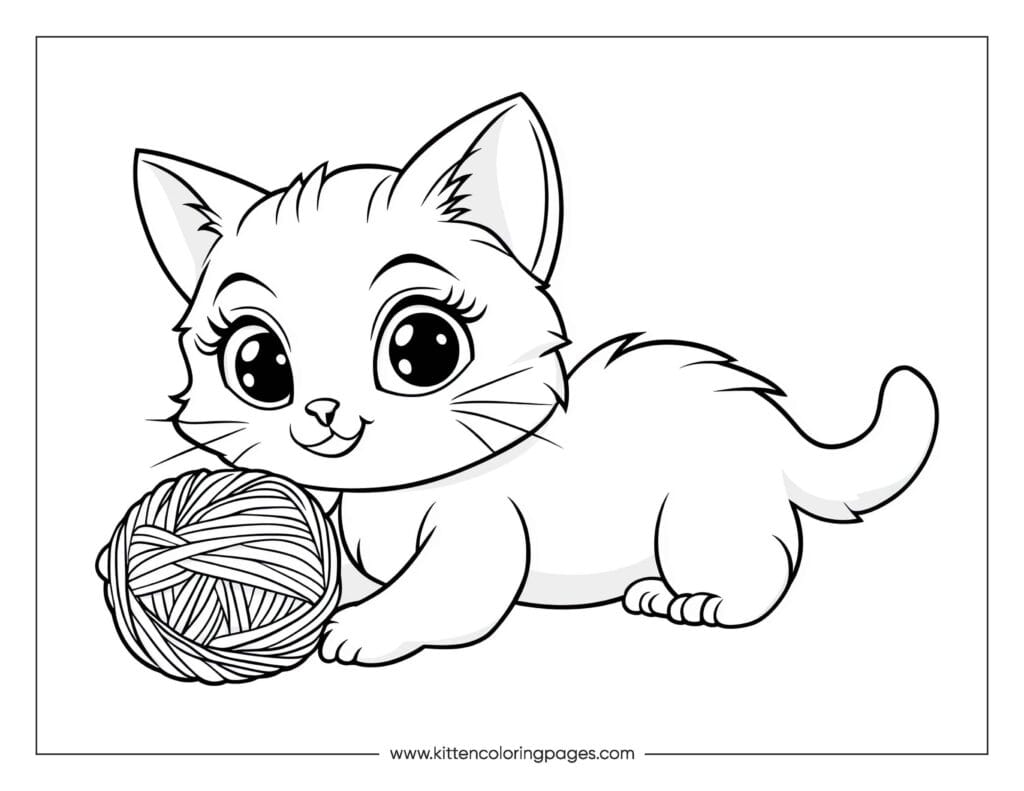 Cat playing with yarn coloring page 43 Cat Playing With Yarn Coloring Page PDF Download Free