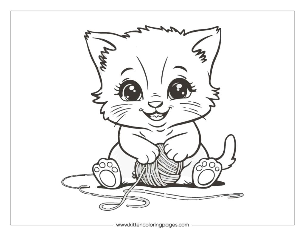 Cat playing with yarn coloring page 45 Cat Playing With Yarn Coloring Page PDF Download Free