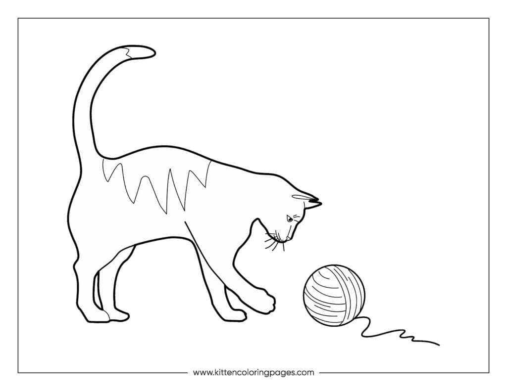 Cat playing with yarn coloring page 47 Cat Playing With Yarn Coloring Page PDF Download Free