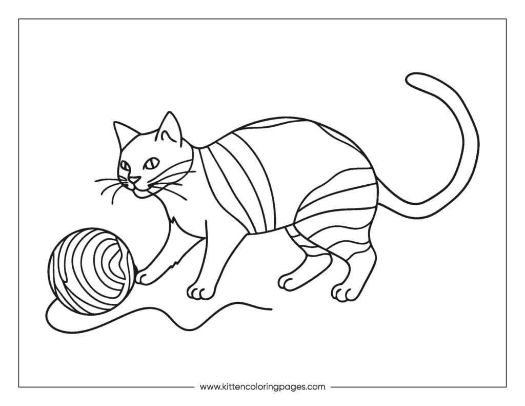 Cat playing with yarn coloring page 50 Cat Playing With Yarn Coloring Page PDF Download Free