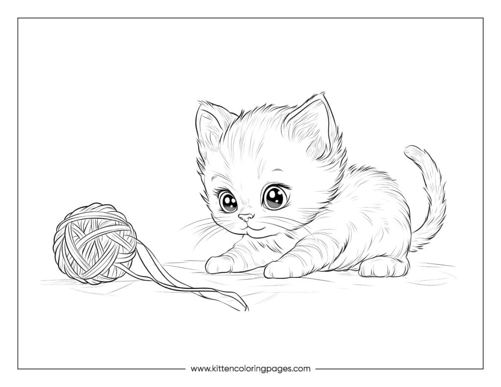 Cat playing with yarn coloring page 51 Cat Playing With Yarn Coloring Page PDF Download Free