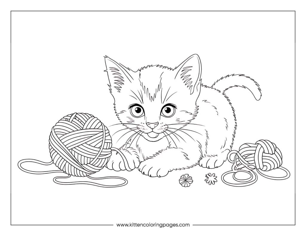 Cat playing with yarn coloring page 52 Cat Playing With Yarn Coloring Page PDF Download Free