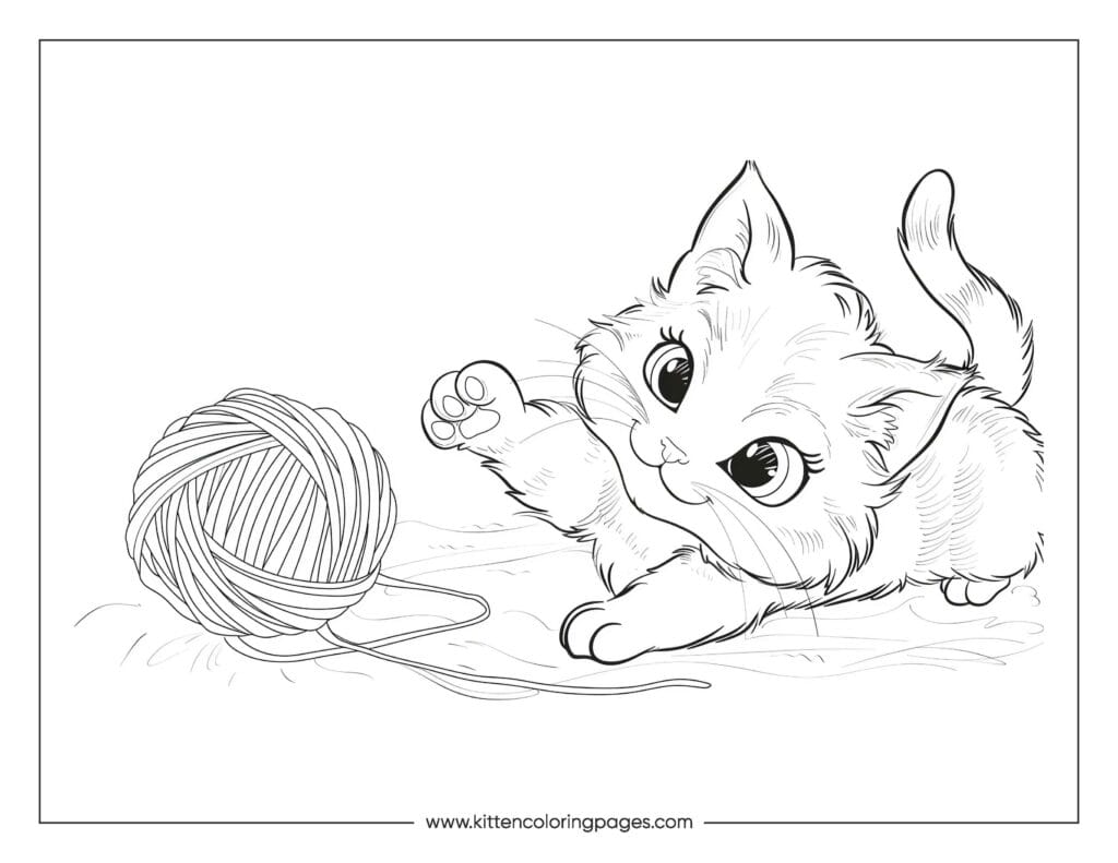 Cat playing with yarn coloring page 53 Cat Playing With Yarn Coloring Page PDF Download Free