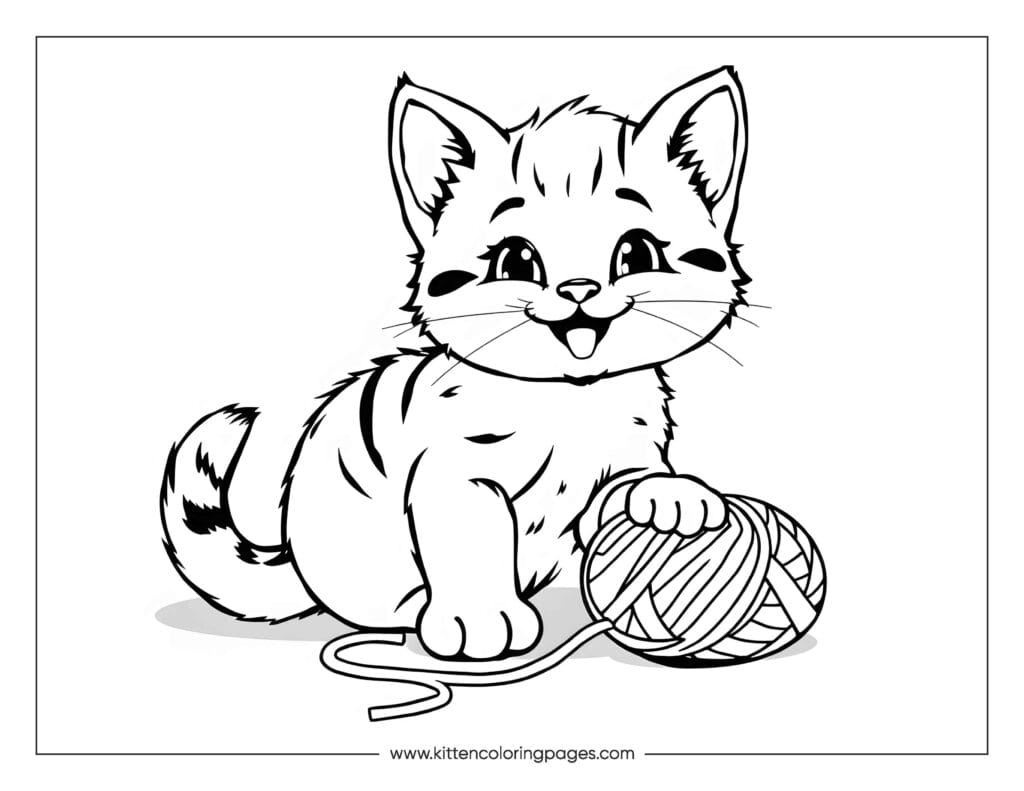 Cat playing with yarn coloring page 54 Cat Playing With Yarn Coloring Page PDF Download Free
