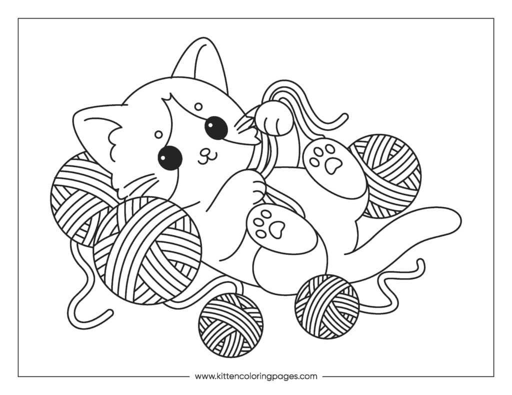 Cat playing with yarn coloring page 56 Cat Playing With Yarn Coloring Page PDF Download Free