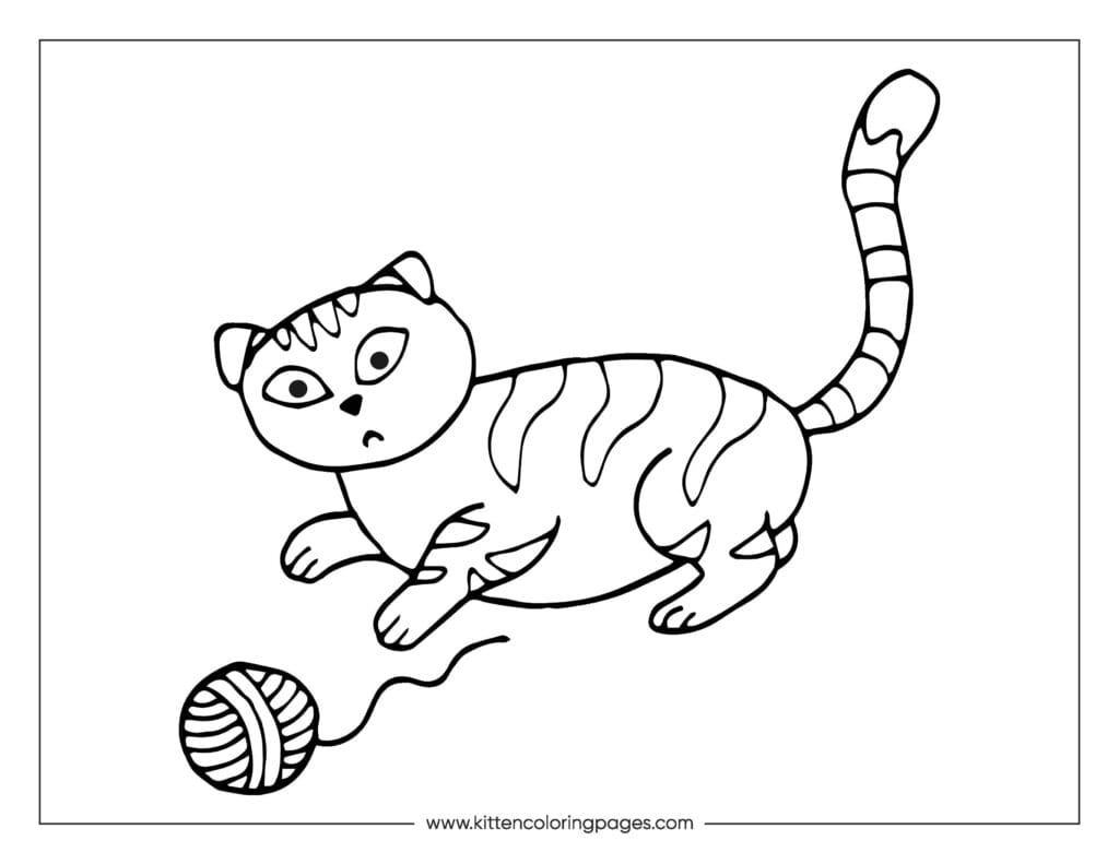 Cat playing with yarn coloring page 57 Cat Playing With Yarn Coloring Page PDF Download Free