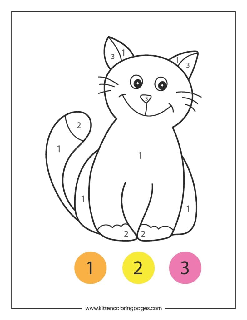 Kitten Color By Number Coloring Pages 1