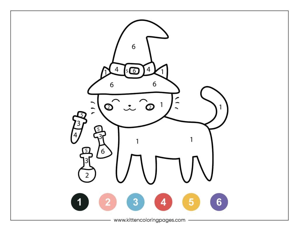 Kitten Color By Number Coloring Pages 5