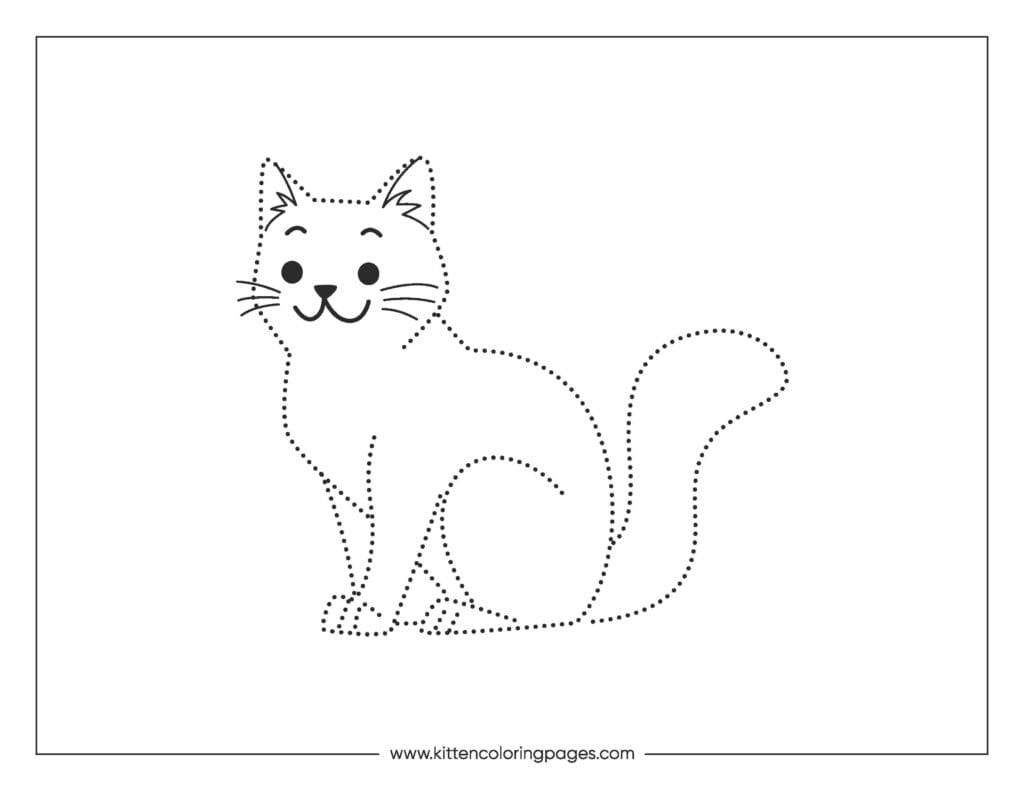 Kitten Dot to Dot Coloring Pages 2