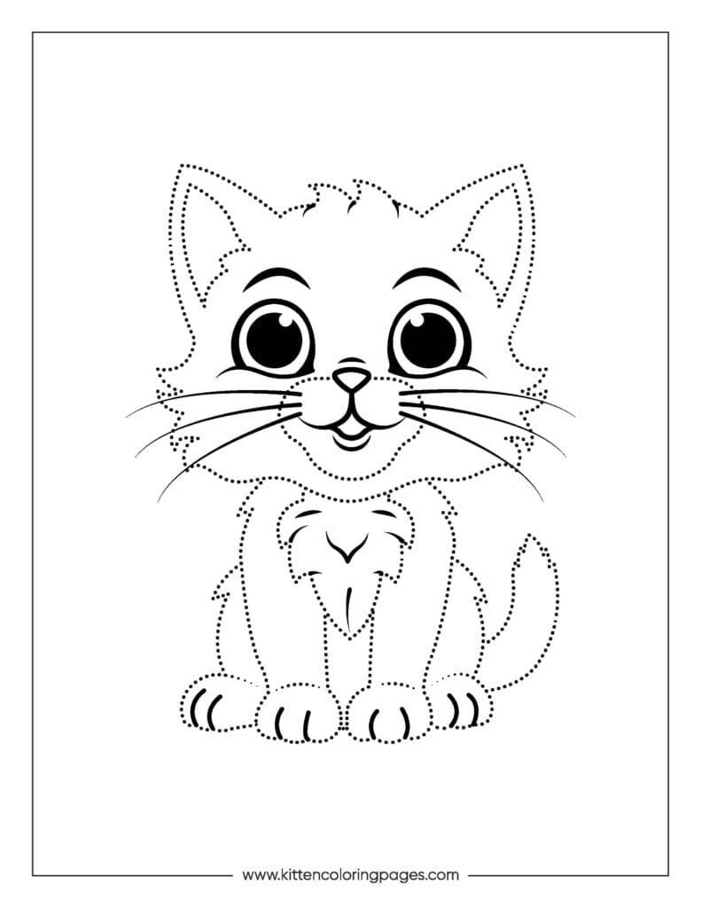 Kitten Dot to Dot Coloring Pages 3
